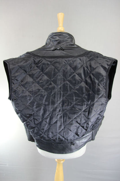 RK BLACK LEATHER BIKER JACKET WITH REMOVABLE CE ARMOUR & THERMAL LINING: SIZE 12