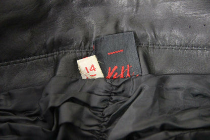 KETT BLACK COWHIDE LEATHER BIKER TROUSERS SIZE 14: WAIST 26 IN/INSIDE LEG 30 IN