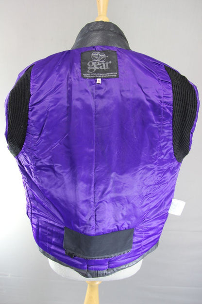 BRITISH MADE GEAR CLASSIC BLACK LEATHER BIKER JACKET: SIZE 12