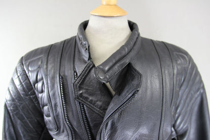 CLASSIC SPORTEX C4 BLACK LEATHER BIKER JACKET 42-44 INCH