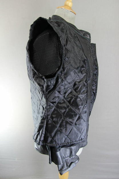 BIKER'S GEAR BLACK LEATHER JACKET WITH CE ARMOUR & THERMAL LINING: SIZE 16