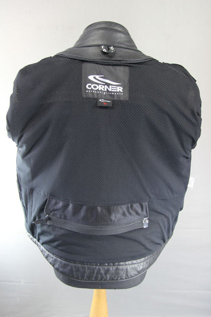 CORNER CLASSIC BLACK, YELLOW & WHITE LEATHER BIKER JACKET WITH CE ARMOUR 40 INCH