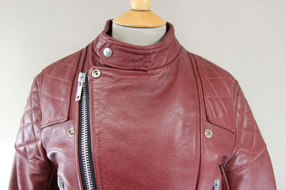 VNTG 70s WOLF LEATHERS REDDISH BROWN PUNK ROCK/MARLON BRANDO BIKER JACKET 36-38"