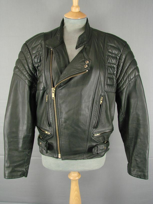 CLASSIC BERMANS 'STREET LEGAL' BLACK LEATHER BIKER JACKET 36 INCH