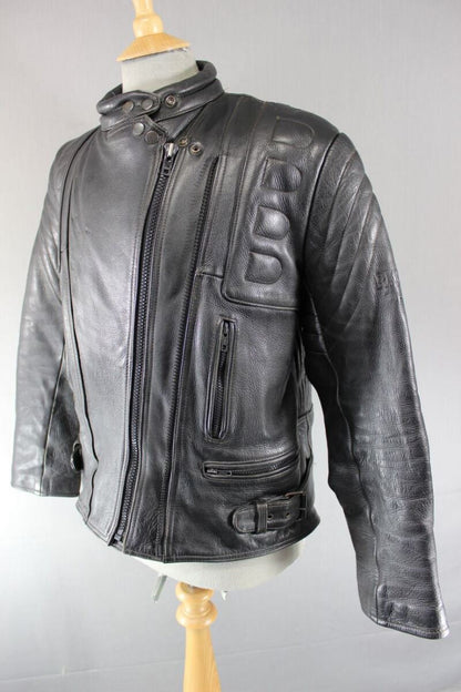 CLASSIC RAYVEN BLACK LEATHER BIKER JACKET SIZE 16