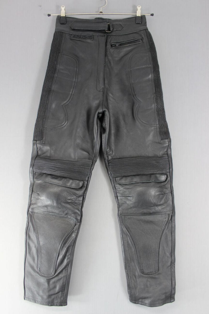 APACHE LEATHERS 'CHIEFTON' BIKER TROUSERS SIZE 12 - WAIST 28 IN/INSIDE LEG 28 IN