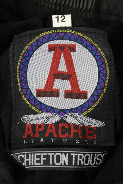 APACHE LEATHERS 'CHIEFTON' BIKER TROUSERS SIZE 12 - WAIST 28 IN/INSIDE LEG 28 IN
