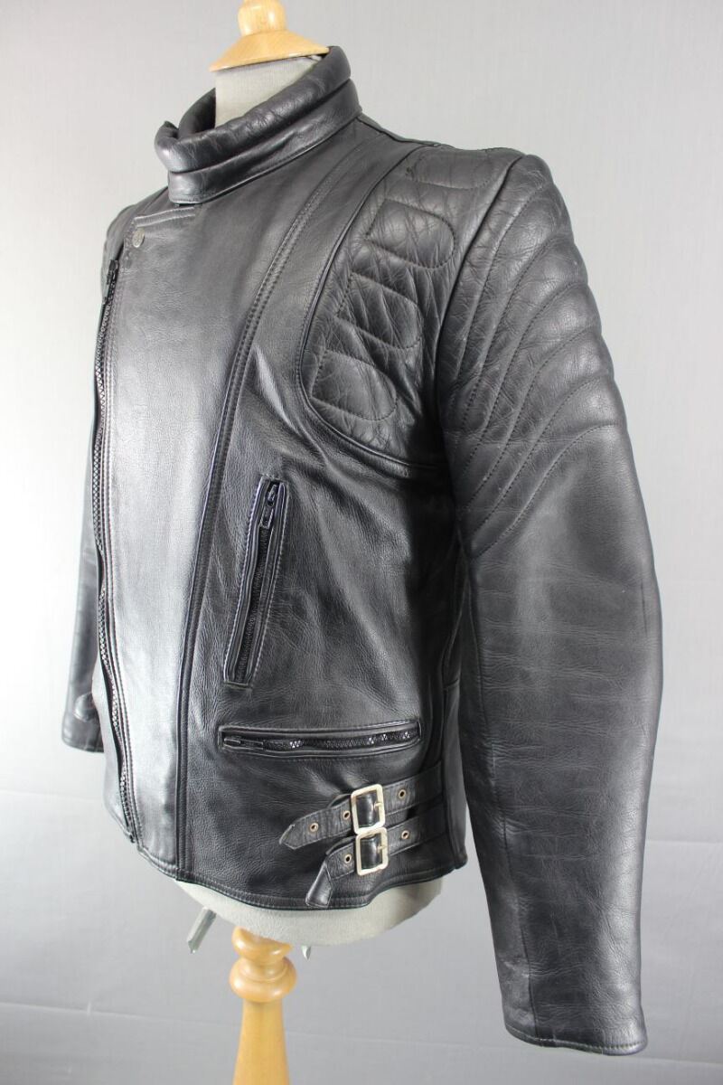 SUPERB QUALITY LEATHERMAN OF LONDON CLASSIC BLACK LEATHER BIKER JACKET 40 INCH