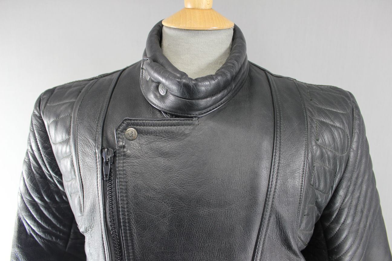 SUPERB QUALITY LEATHERMAN OF LONDON CLASSIC BLACK LEATHER BIKER JACKET 40 INCH