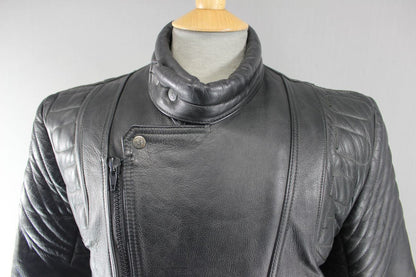 SUPERB QUALITY LEATHERMAN OF LONDON CLASSIC BLACK LEATHER BIKER JACKET 40 INCH