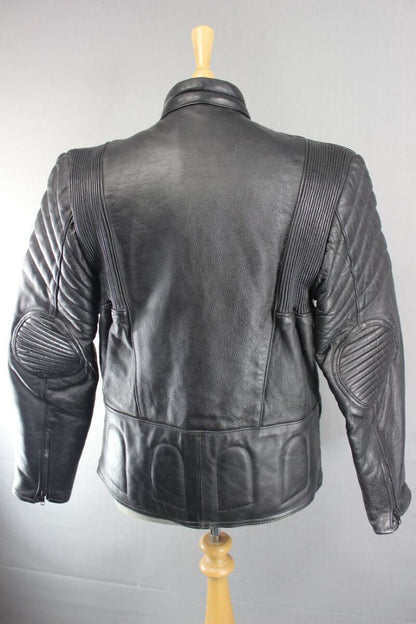 SUPERB QUALITY LEATHERMAN OF LONDON CLASSIC BLACK LEATHER BIKER JACKET 40 INCH