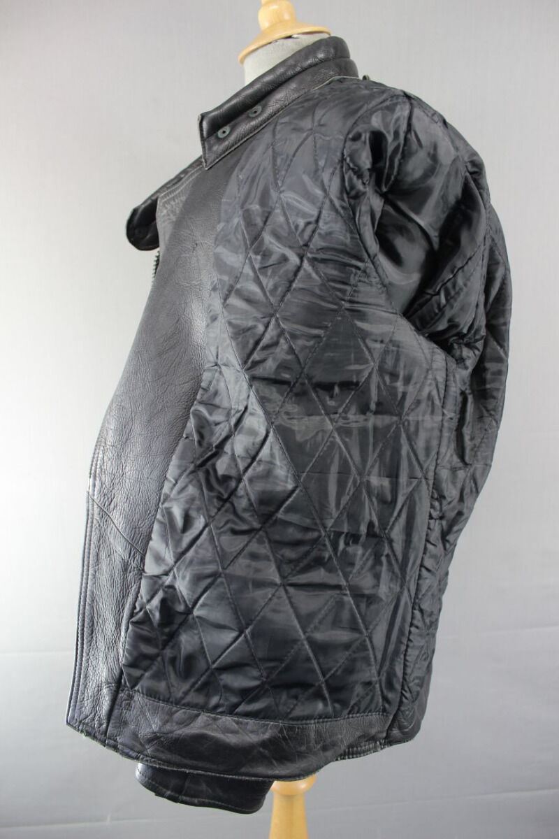 SUPERB QUALITY LEATHERMAN OF LONDON CLASSIC BLACK LEATHER BIKER JACKET 40 INCH
