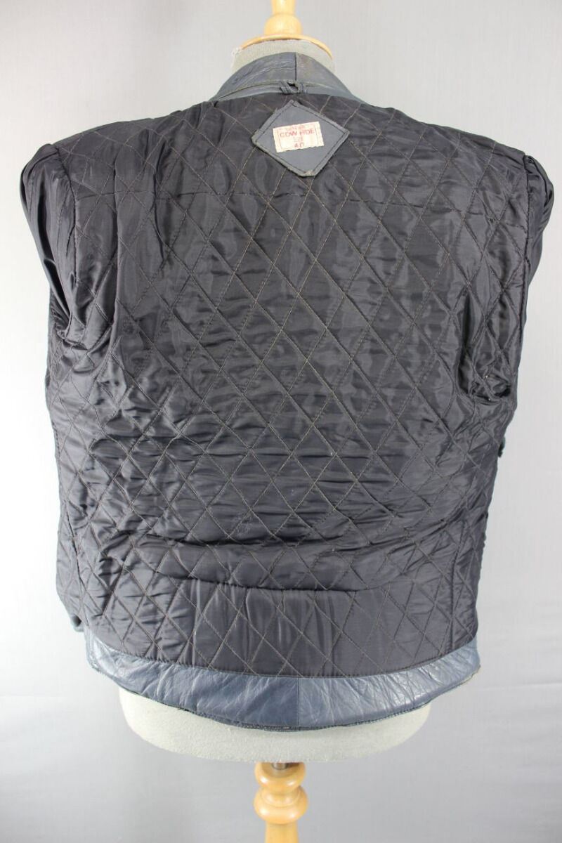 CLASSIC VINTAGE 1970's DARK & LIGHT GREY COWHIDE LEATHER BIKER JACKET 38 INCH