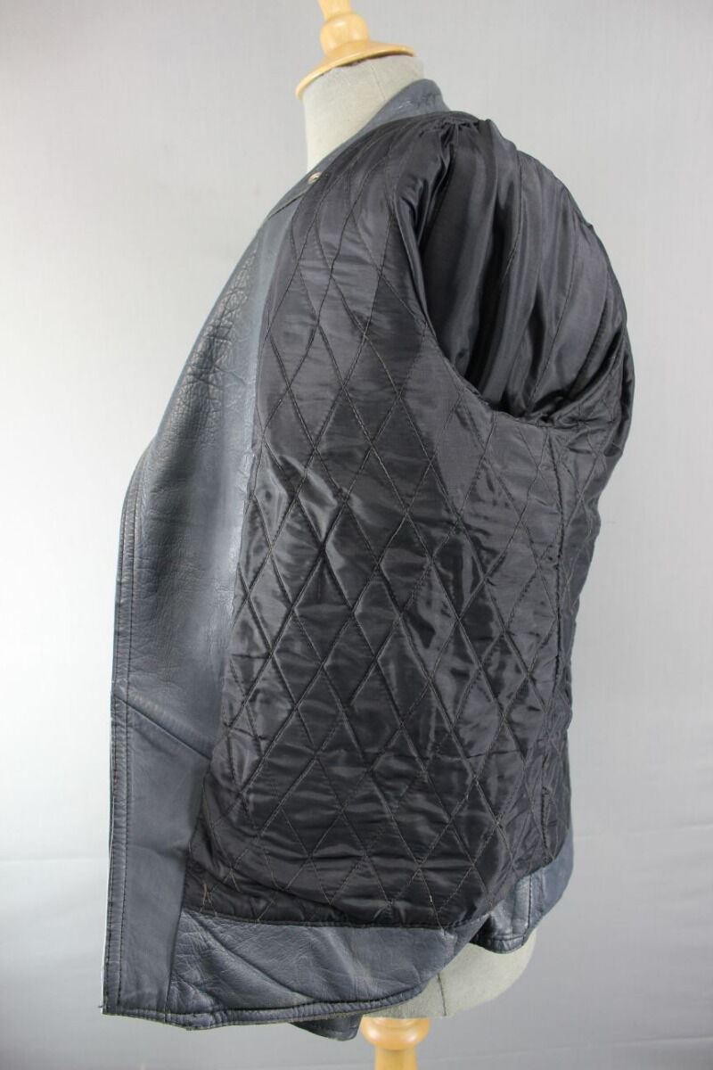 CLASSIC VINTAGE 1970's DARK & LIGHT GREY COWHIDE LEATHER BIKER JACKET 38 INCH