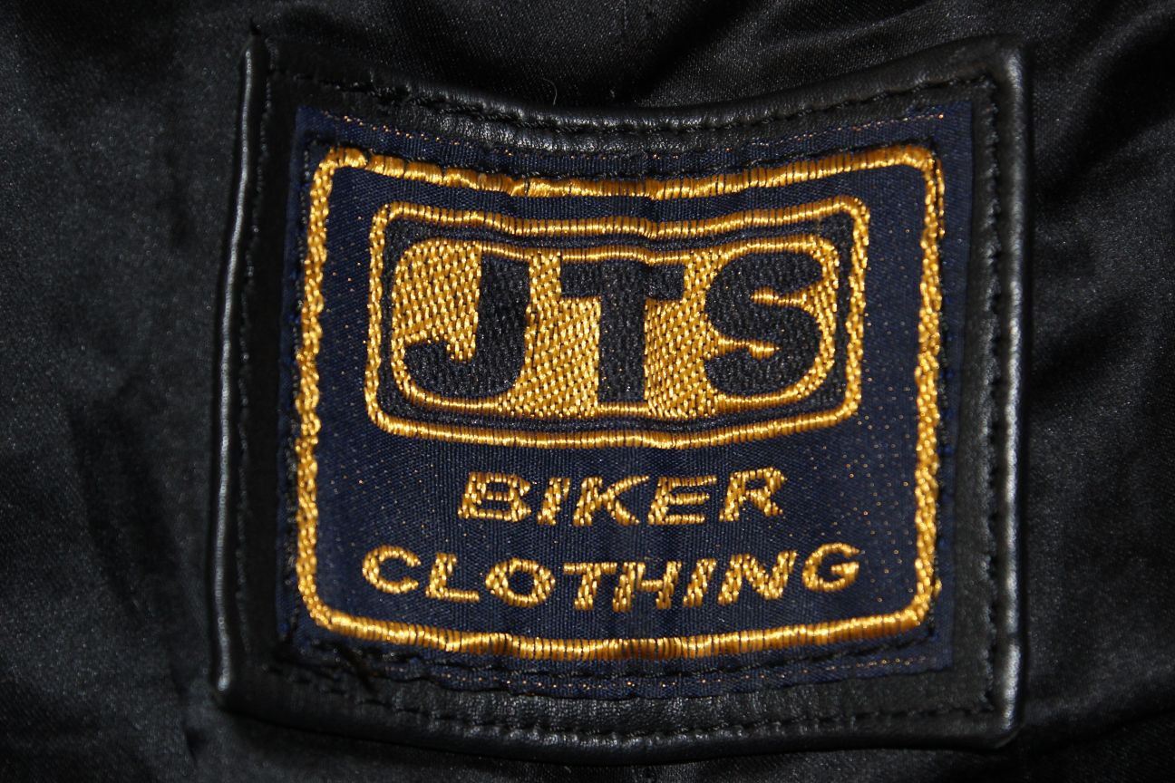 JTS BLACK LEATHER BIKER TROUSERS SIZE 12 - WAIST 28 INCHES/INSIDE LEG 30 INCHES