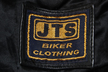 JTS BLACK LEATHER BIKER TROUSERS SIZE 12 - WAIST 28 INCHES/INSIDE LEG 30 INCHES