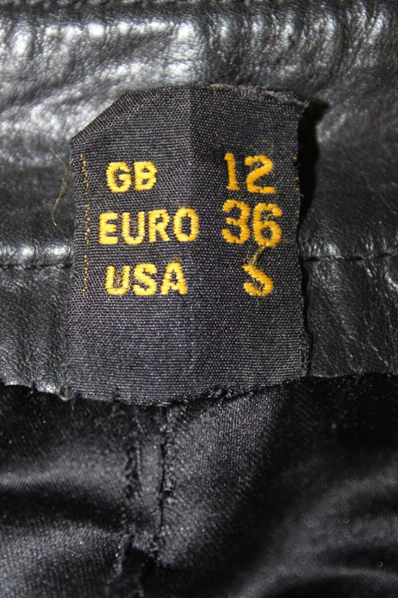 JTS BLACK LEATHER BIKER TROUSERS SIZE 12 - WAIST 28 INCHES/INSIDE LEG 30 INCHES
