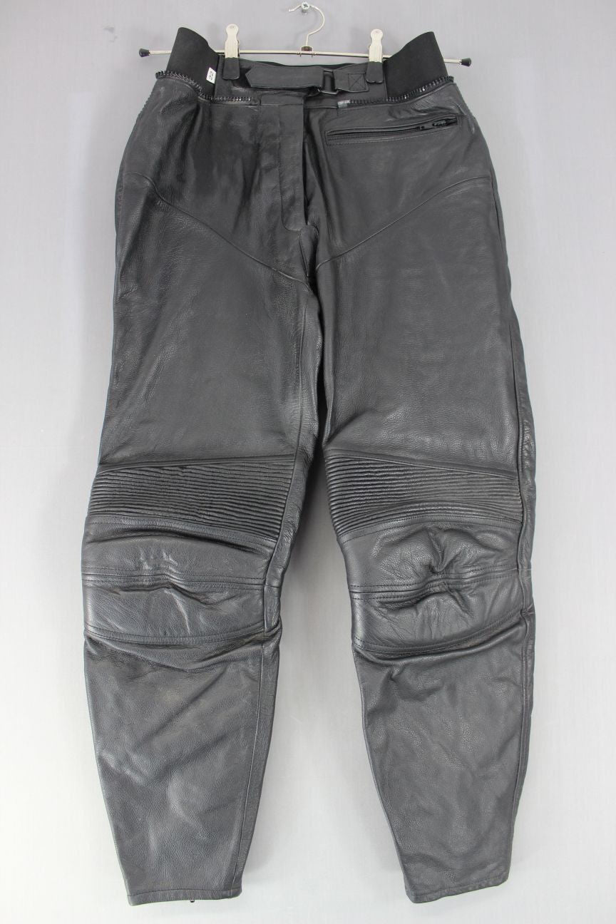 CLASSIC IXS BLACK LEATHER BIKER TROUSERS: WAIST 30 INCHES/INSIDE LEG 28 INCHES