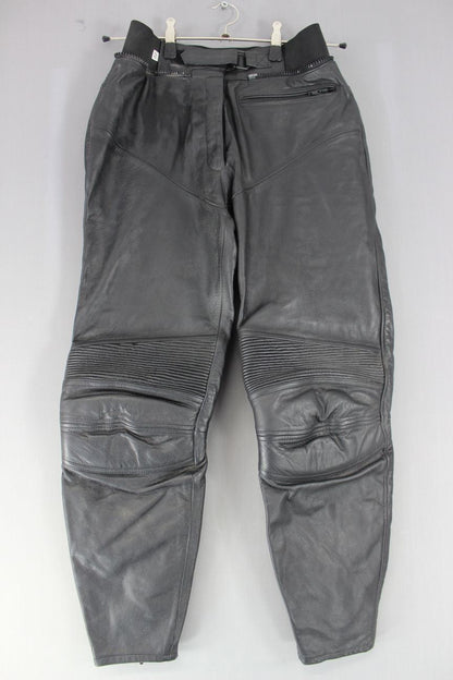 CLASSIC IXS BLACK LEATHER BIKER TROUSERS: WAIST 30 INCHES/INSIDE LEG 28 INCHES