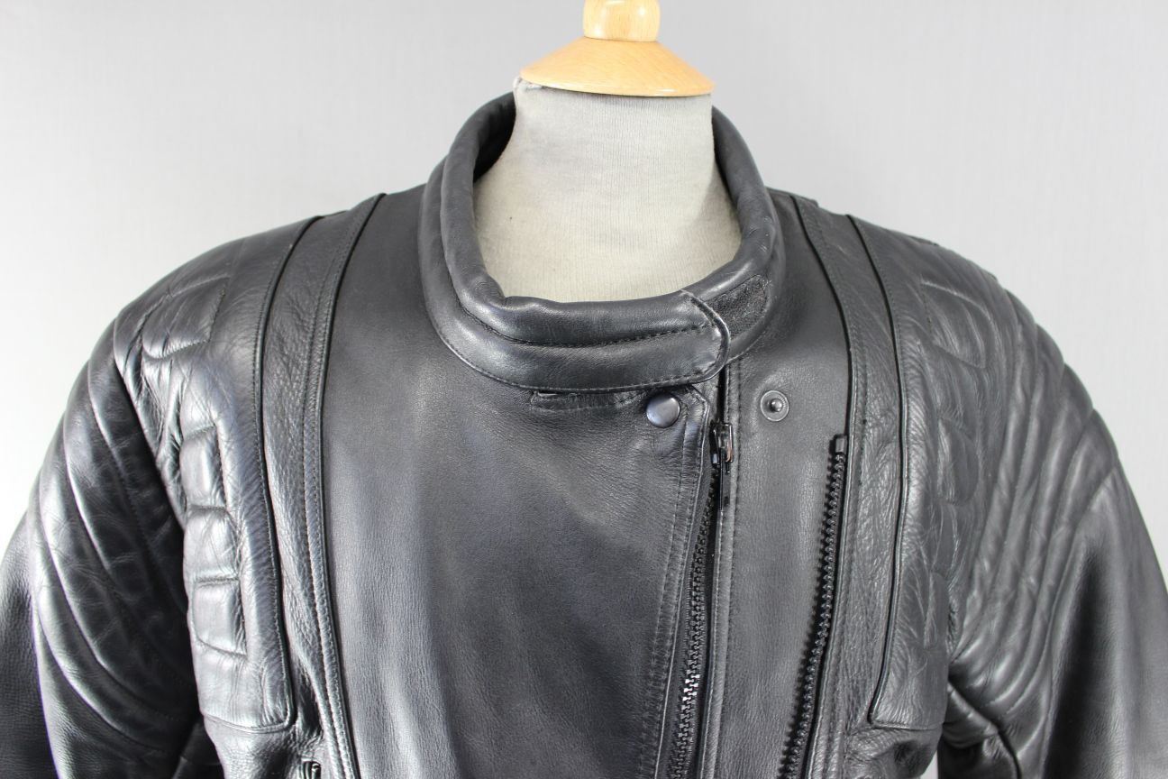 CLASSIC STIMS BLACK LEATHER BIKER JACKET SIZE 16