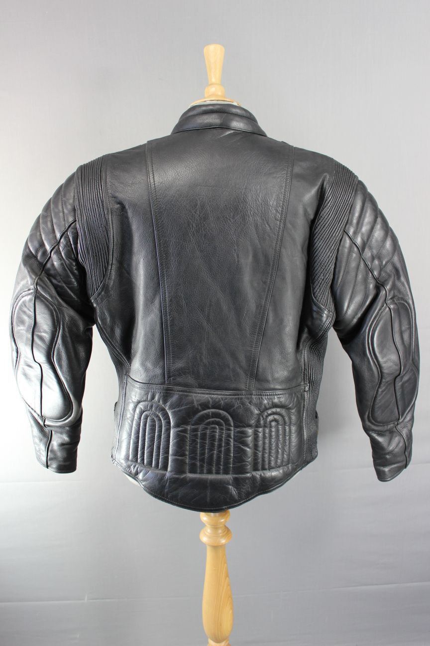 CLASSIC STIMS BLACK LEATHER BIKER JACKET SIZE 16