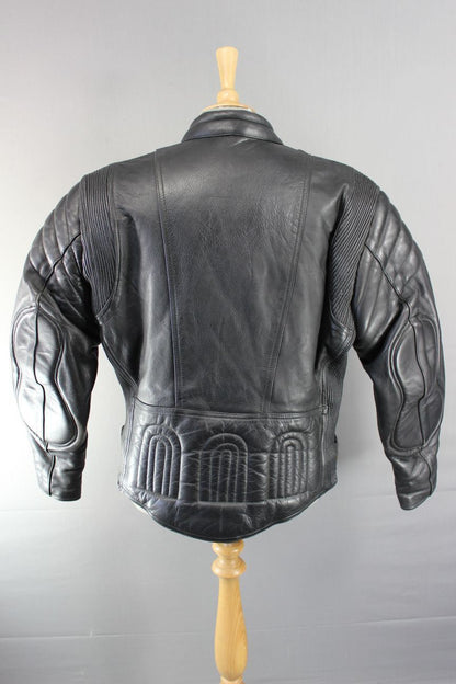 CLASSIC STIMS BLACK LEATHER BIKER JACKET SIZE 16
