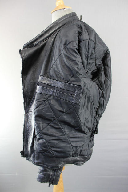 CLASSIC STIMS BLACK LEATHER BIKER JACKET SIZE 16