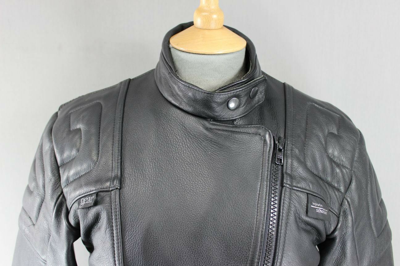 CLASSIC BRITISH MADE GEAR BLACK LEATHER BIKER JACKET SIZE 14