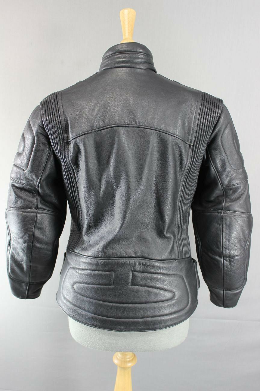 CLASSIC BRITISH MADE GEAR BLACK LEATHER BIKER JACKET SIZE 14