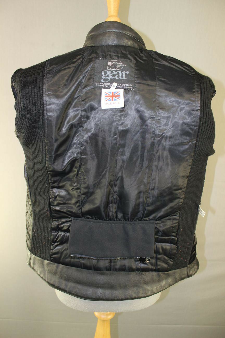 CLASSIC BRITISH MADE GEAR BLACK LEATHER BIKER JACKET SIZE 14