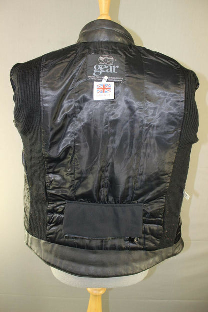 CLASSIC BRITISH MADE GEAR BLACK LEATHER BIKER JACKET SIZE 14