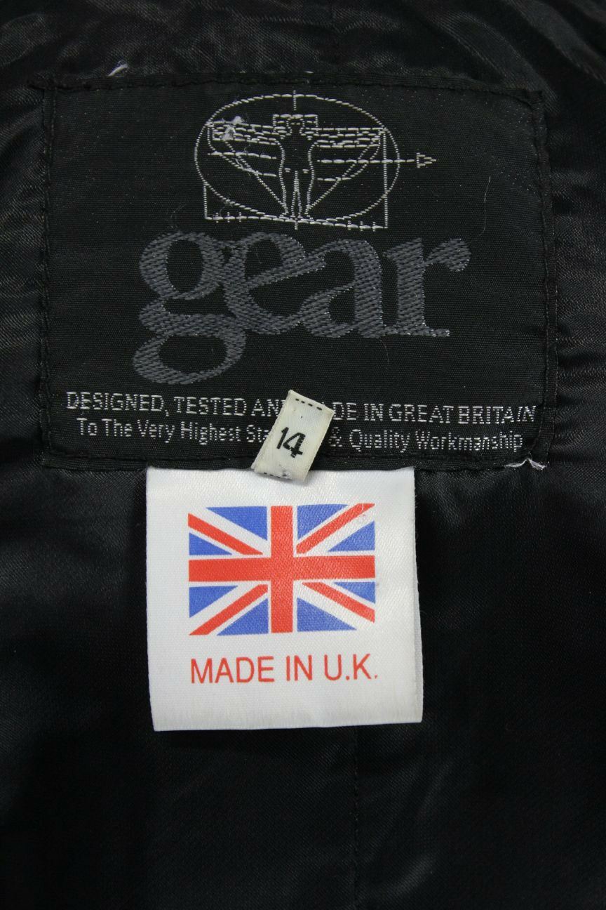 CLASSIC BRITISH MADE GEAR BLACK LEATHER BIKER JACKET SIZE 14