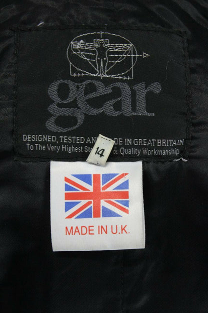 CLASSIC BRITISH MADE GEAR BLACK LEATHER BIKER JACKET SIZE 14