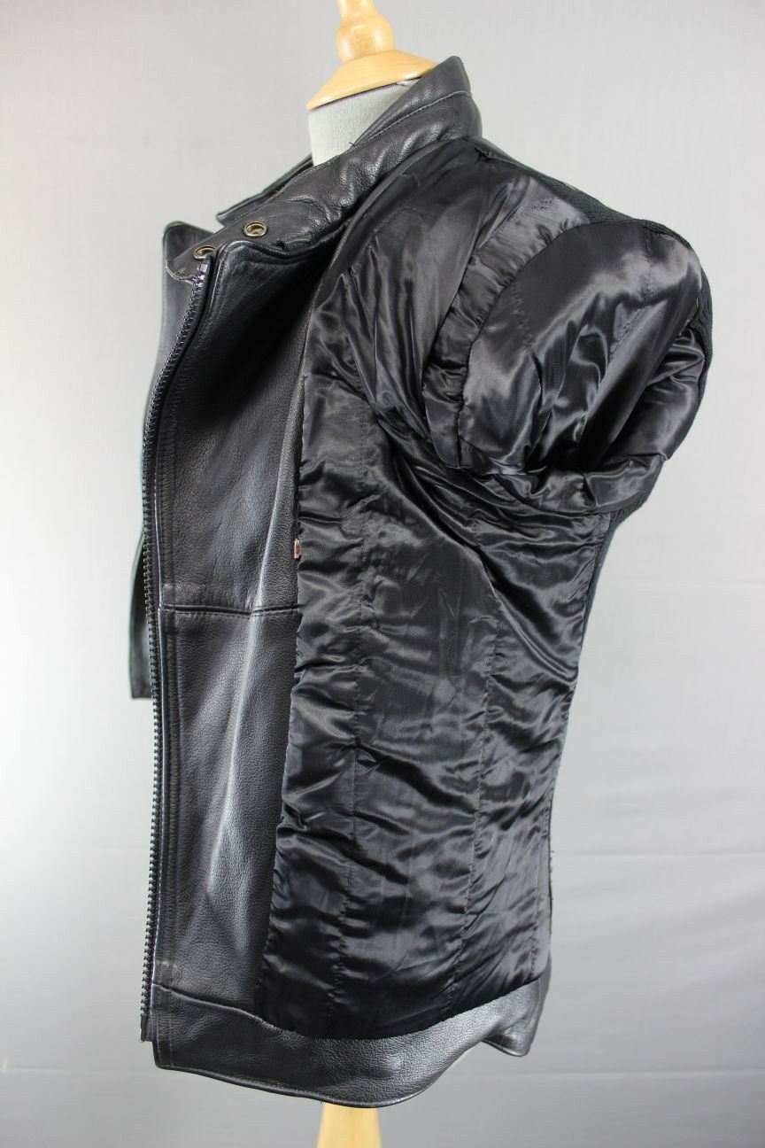 CLASSIC BRITISH MADE GEAR BLACK LEATHER BIKER JACKET SIZE 14