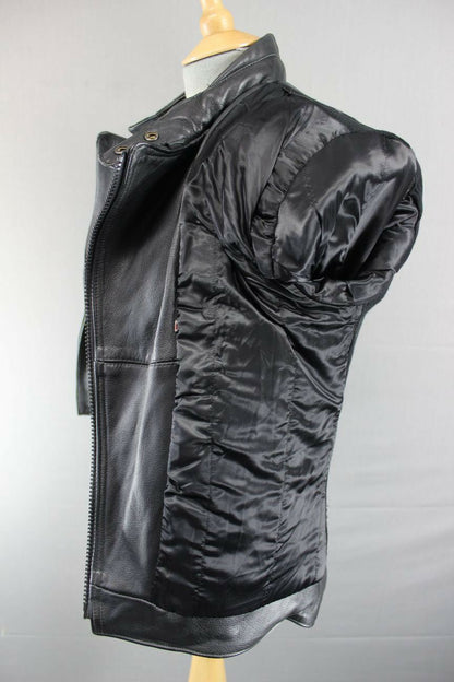 CLASSIC BRITISH MADE GEAR BLACK LEATHER BIKER JACKET SIZE 14