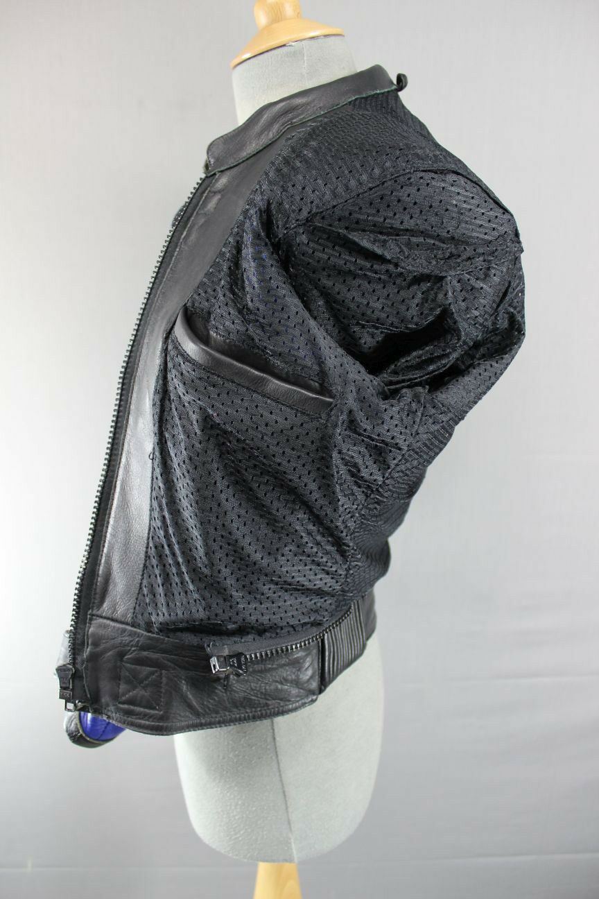 SUPERB  J&S BLACK, BLUE & SILVER LEATHER BIKER JACKET SIZE 10