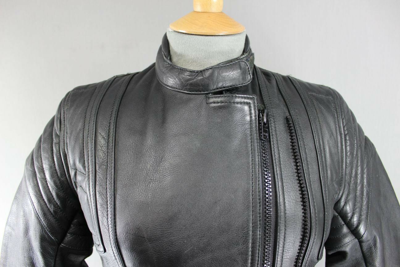 BRITISH MADE BIKER'S PARADISE LAZER 1050 COWHIDE LEATHER CE BIKER JACKET SIZE 8