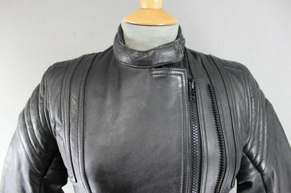 BRITISH MADE BIKER'S PARADISE LAZER 1050 COWHIDE LEATHER CE BIKER JACKET SIZE 8