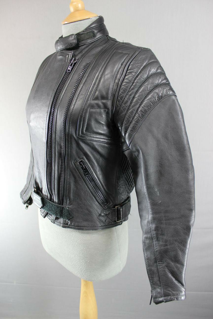 BRITISH MADE BIKER'S PARADISE LAZER 1050 COWHIDE LEATHER CE BIKER JACKET SIZE 8