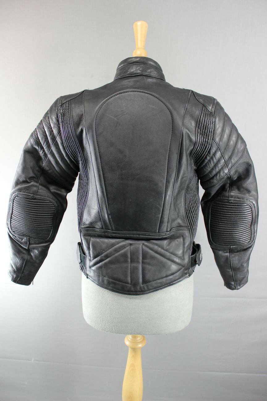 BRITISH MADE BIKER'S PARADISE LAZER 1050 COWHIDE LEATHER CE BIKER JACKET SIZE 8