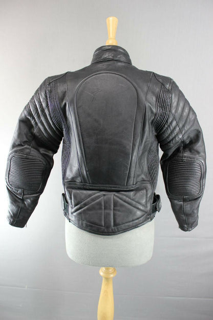 BRITISH MADE BIKER'S PARADISE LAZER 1050 COWHIDE LEATHER CE BIKER JACKET SIZE 8