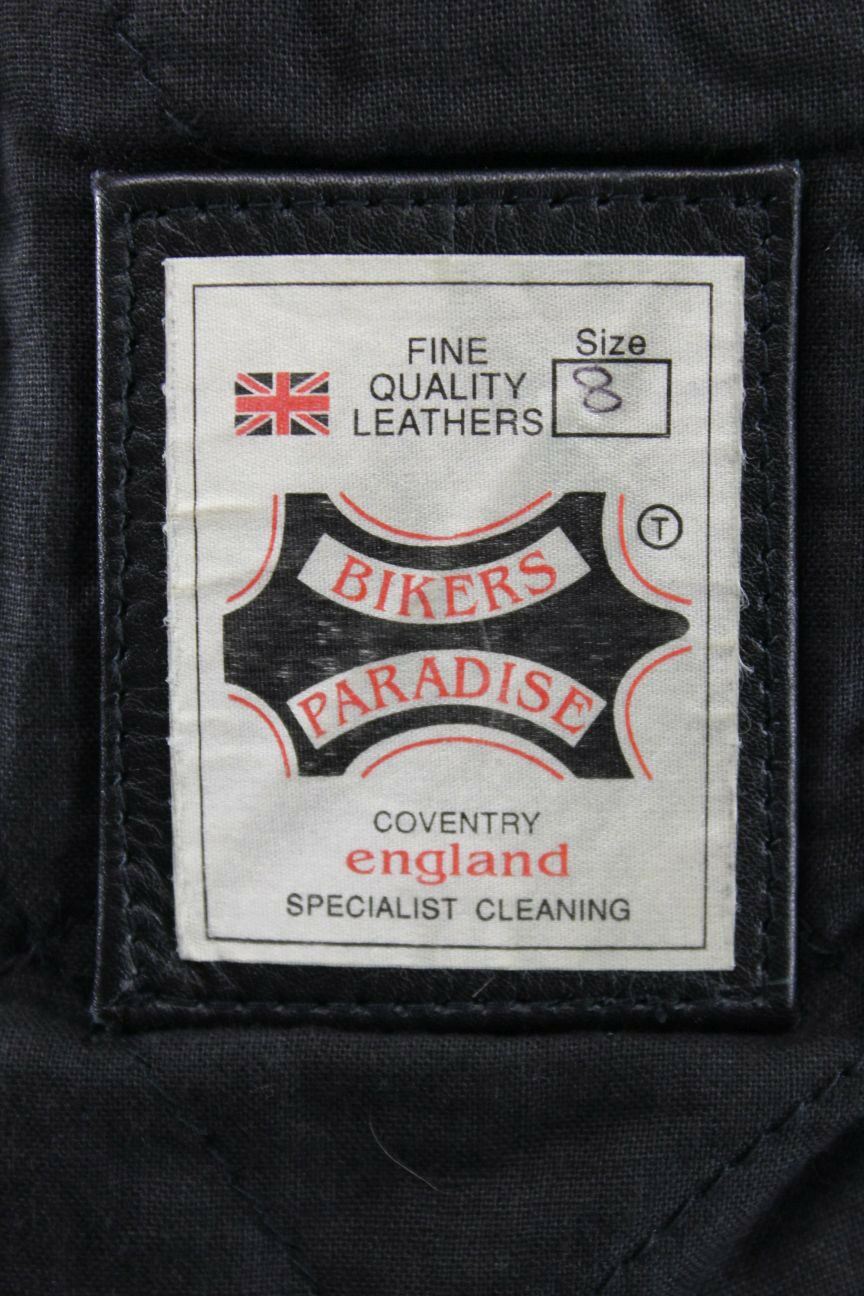 BRITISH MADE BIKER'S PARADISE LAZER 1050 COWHIDE LEATHER CE BIKER JACKET SIZE 8