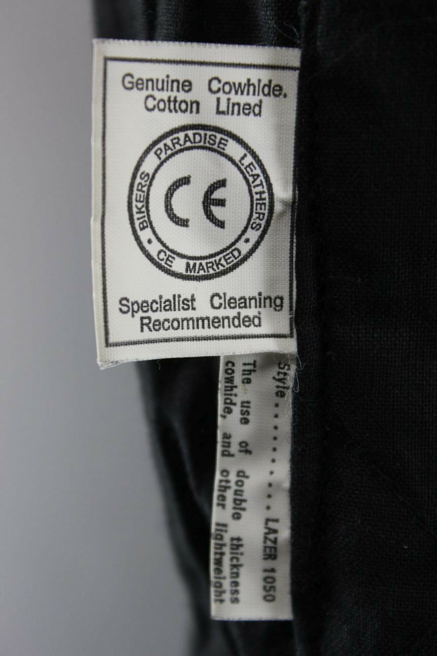 BRITISH MADE BIKER'S PARADISE LAZER 1050 COWHIDE LEATHER CE BIKER JACKET SIZE 8