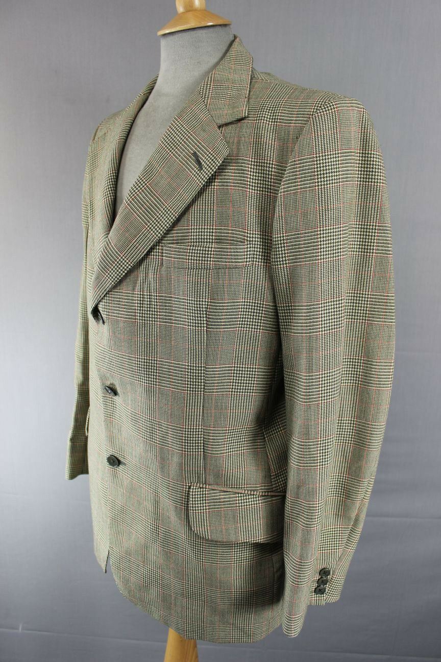 VINTAGE 1970's BRITISH MADE DAKS SIMPSON PURE WOOL CHECKED TWEED JACKET 42 INCH