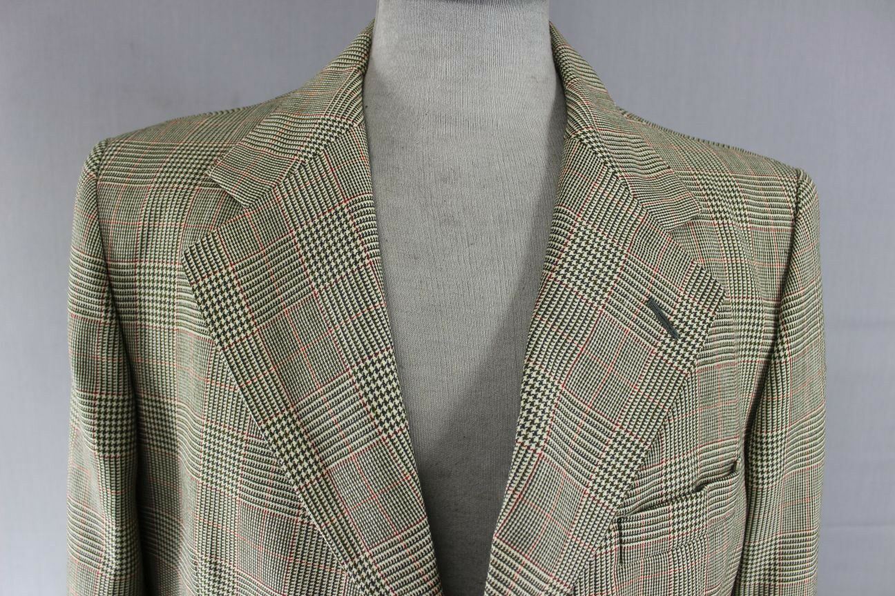 VINTAGE 1970's BRITISH MADE DAKS SIMPSON PURE WOOL CHECKED TWEED JACKET 42 INCH
