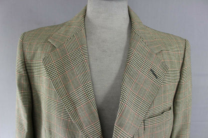 VINTAGE 1970's BRITISH MADE DAKS SIMPSON PURE WOOL CHECKED TWEED JACKET 42 INCH