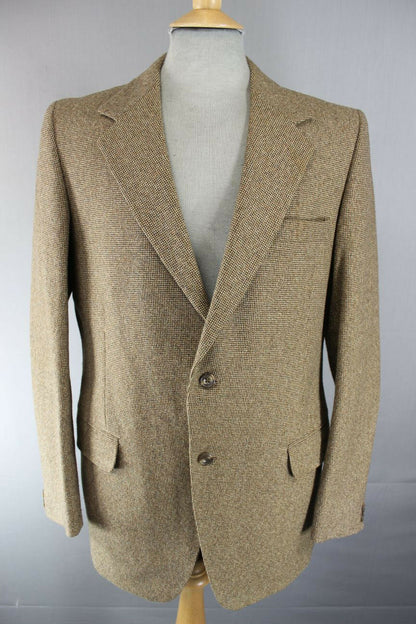 VINTAGE 1970's BROWN THORNPROOF TWIST TWEED JACKET 40 INCH