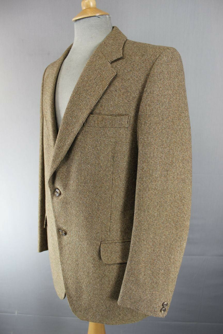VINTAGE 1970's BROWN THORNPROOF TWIST TWEED JACKET 40 INCH