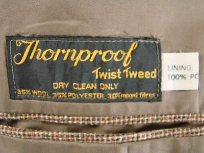 VINTAGE 1970's BROWN THORNPROOF TWIST TWEED JACKET 40 INCH