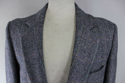 SUPERB CONDITION MICHEL JARDIN BLUE/GREY CHECKED TWEED JACKET 39 INCH